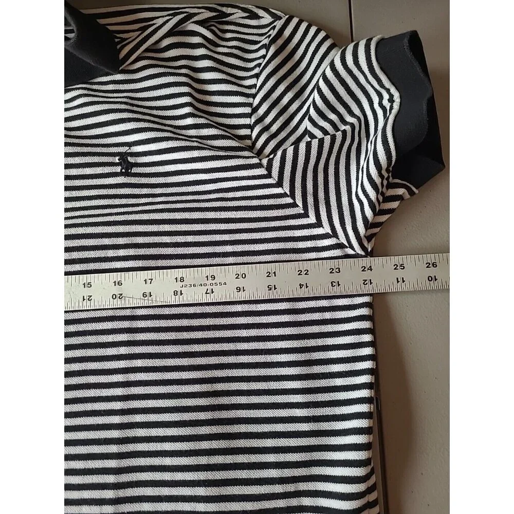 VTG Polo Ralph Lauren Shirt Men's Size‎ XL Black Stripe S/S 90s Y2K Preppy
